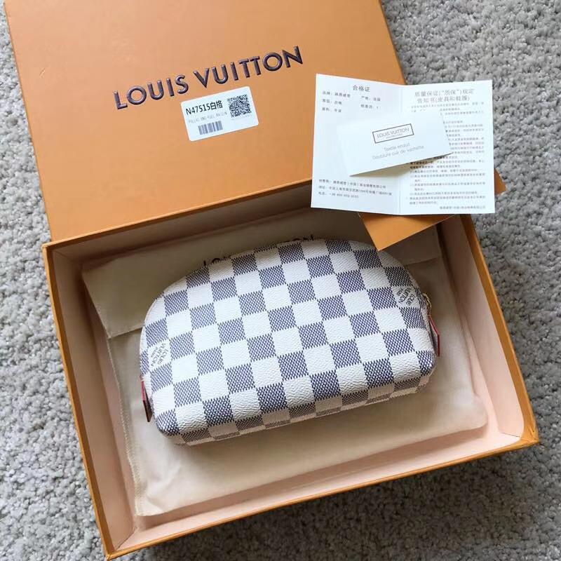 LV Handbags Clutches N47515 white grid
